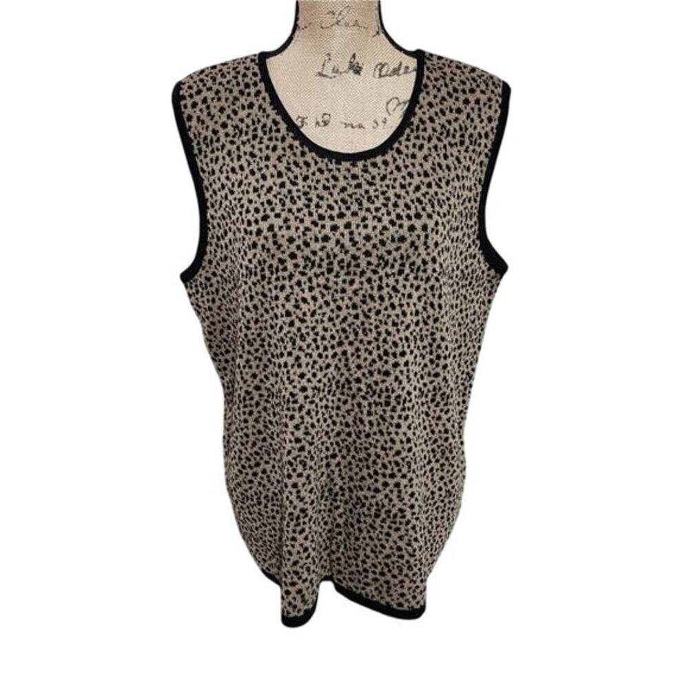 ELISAbeth Vintage Leotard Print Lightweight Sleeveless Sweater Vest size 2X